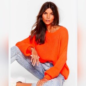 Nasty Gal Soft Knit Orange Sweater Size M/L